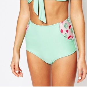 NWT Lolli Mint Green Watermelon High Waist Bikini Bottoms